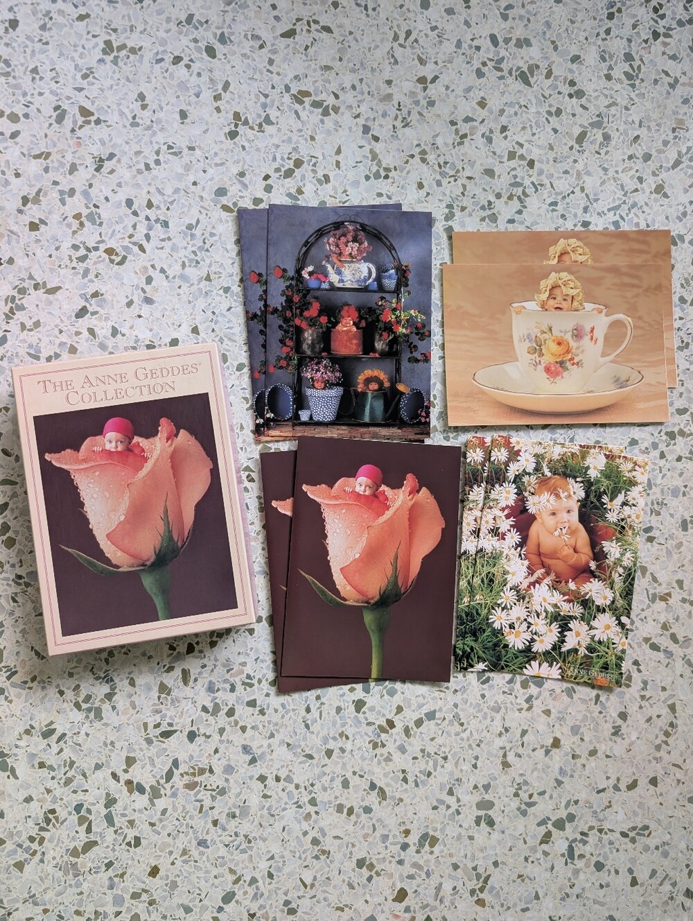 Vintage The Anne Geddes Collection Floral Baby Greeting Cards